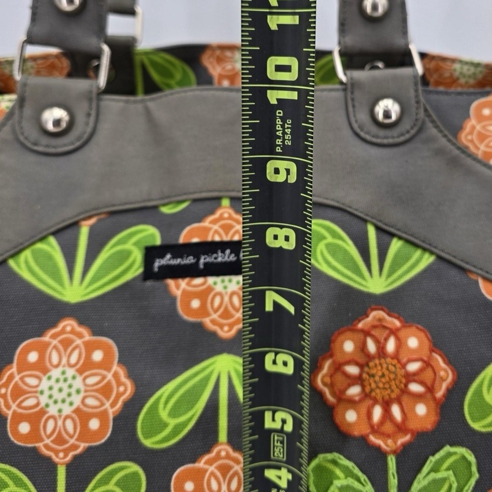 Chic Floral Tote Bag in Gray and Orange - Picture 6 of 11
